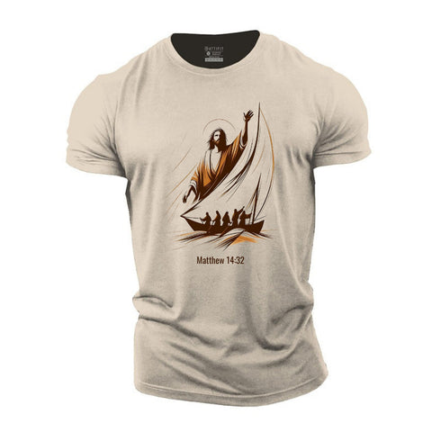 Men's Matthew 14:32 Cotton T-Shirt